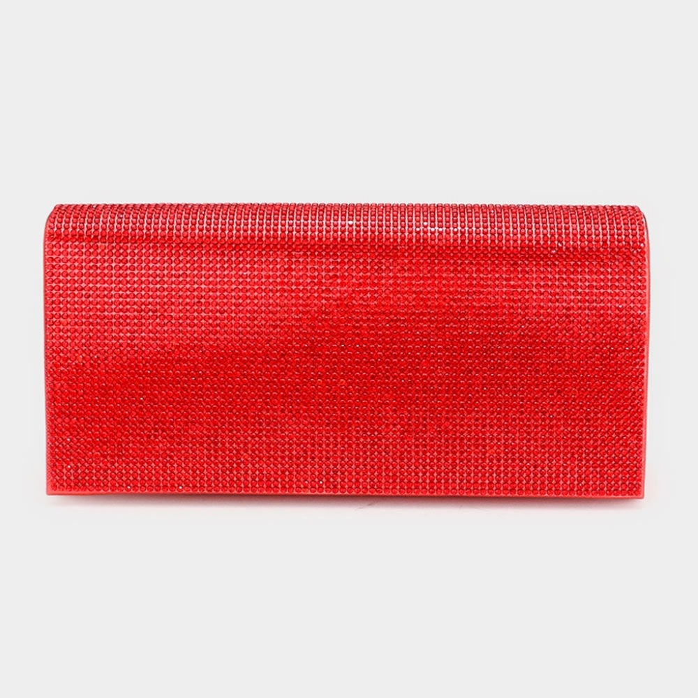 Red Clutch Rhinestone Crystal Purse Bling Evening Crossbody Bag